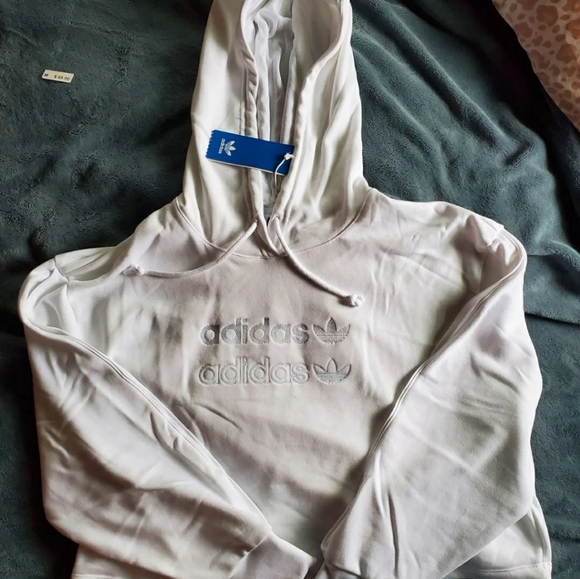 adidas Originals cropped hoodie in white - Picture 8 of 10